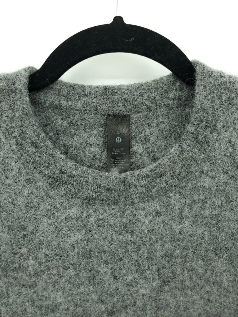Men's Lululemon Alpaca Wool-Blend Crewneck Sweater L Heathered Asphalt Grey
